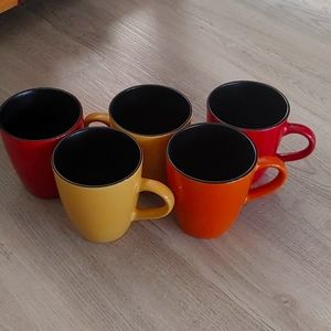5 assorted colored vintage Corelle mugs